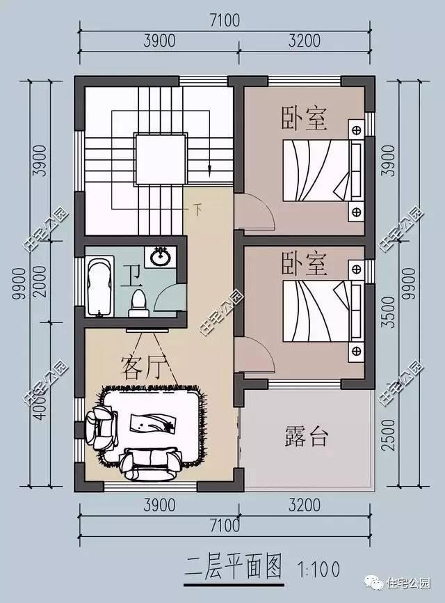 7米进深别墅,开间12进深8的图 同样是一套现代风格的别墅户型,它的开间是7米,进深8