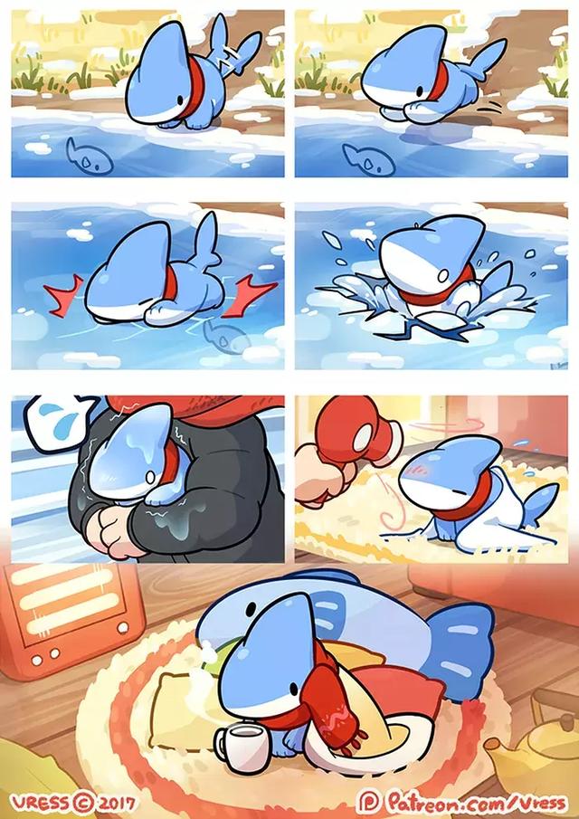 14张鲨鱼宝宝的漫画鲨鱼小奶狗萌化了