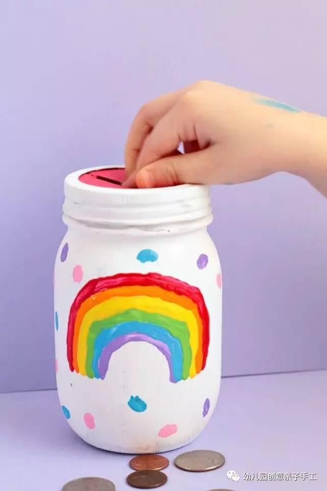 幼儿园亲子手工之废物利用,纸盒罐子等做储钱罐,孩子理财第一步