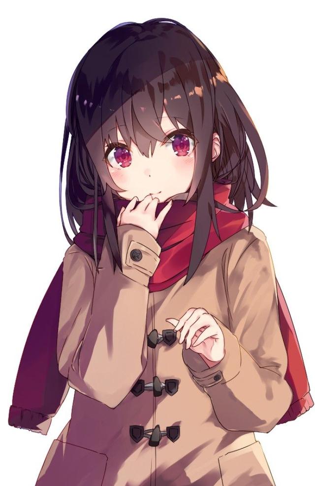 冬日中那抹绚烂的红,动漫二次元少女戴上红围巾简直美翻了