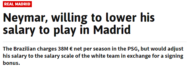 内马尔定去皇马!降薪+2019特殊条款,巴萨伤透