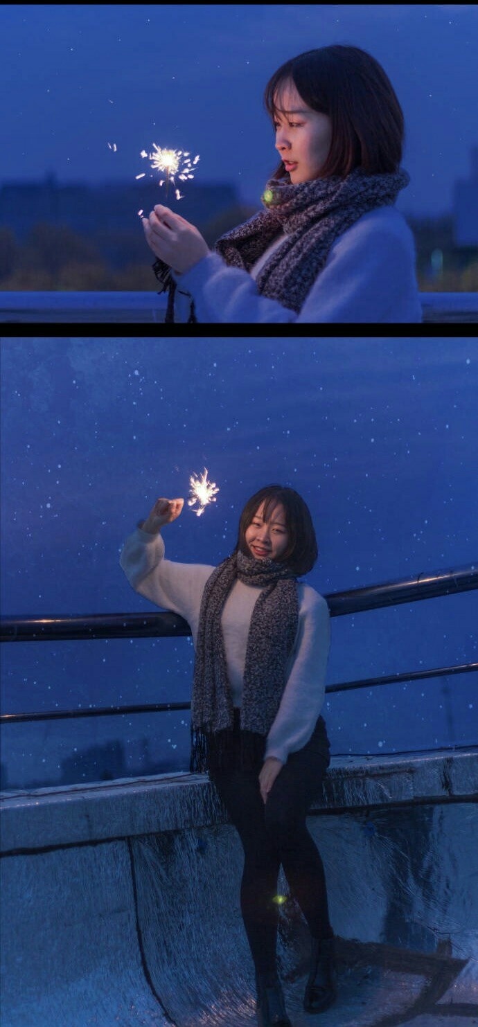 仙女棒烟花夜景前后期教程+高逼格照片九宫格制作教程!