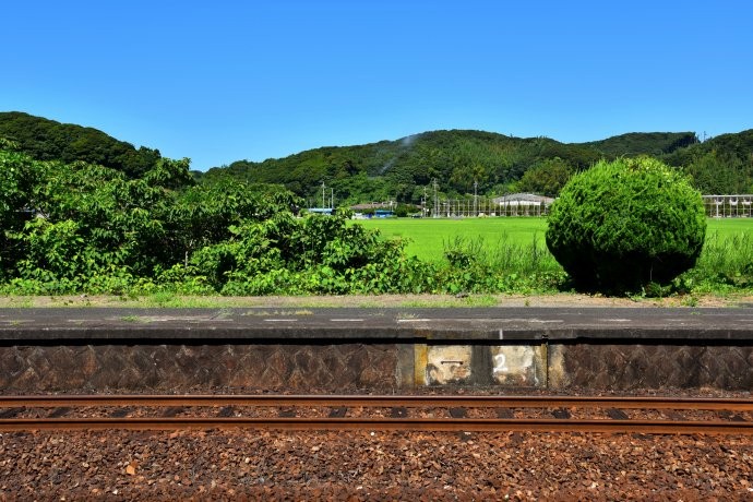 乘坐日本电气列车,欣赏沿途农村的风景