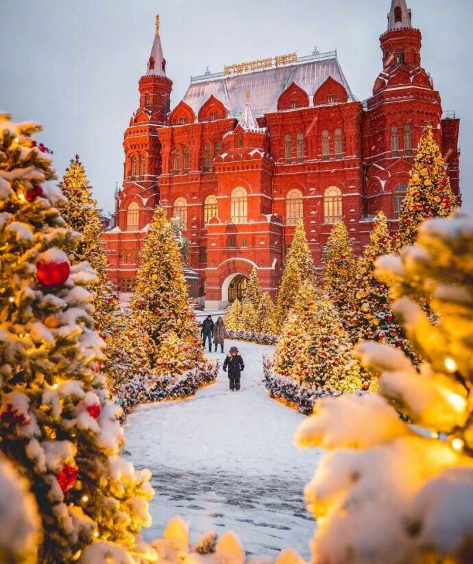 雪中的莫斯科红场,美不胜收.