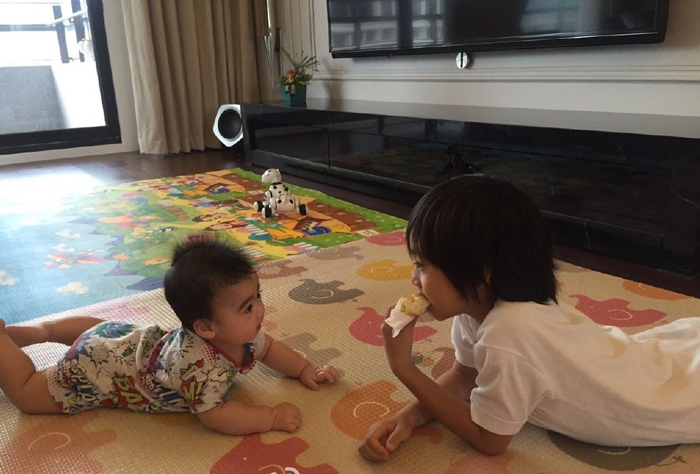 林志颖双胞胎儿子出生后,kimi小小志成了超暖