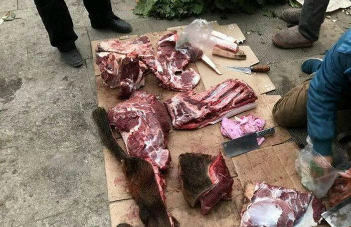 农村集市上小伙卖的这带毛的肉,三十一斤,生意