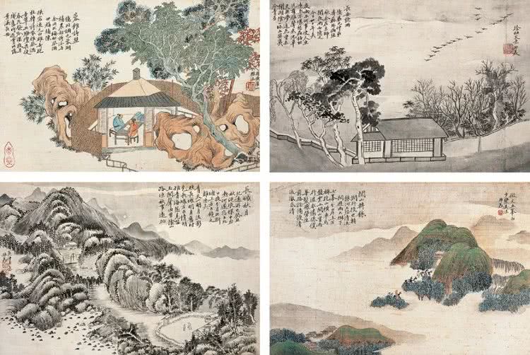 清代画家钱杜 国画山水人物作品