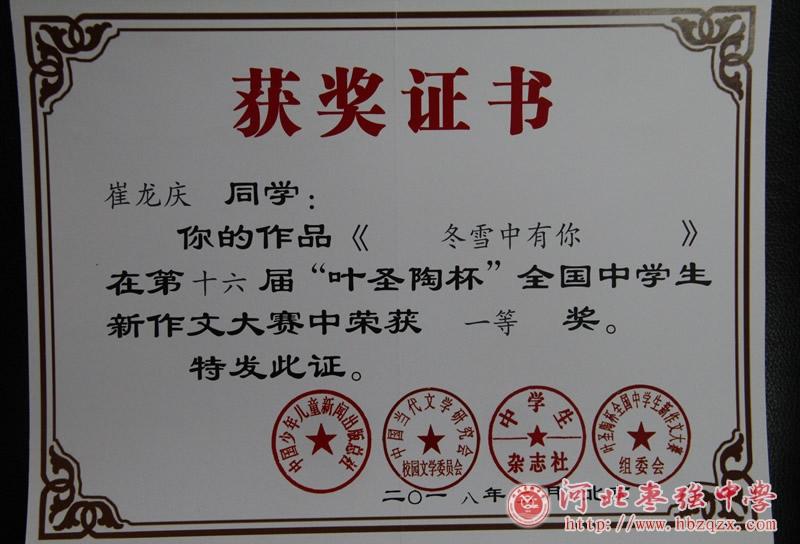 叶圣陶杯全国作文大赛衡水学子再夺661个大奖