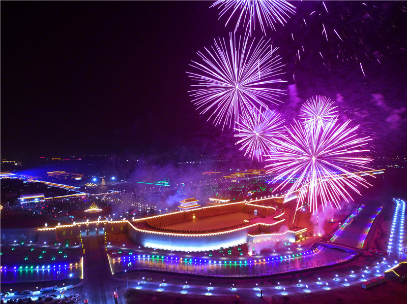 正定2018首场电子烟花燃放美到窒息!春节期间