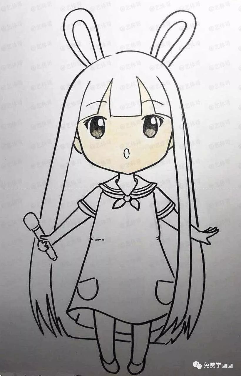 一步一步免费教你画兔儿姑娘