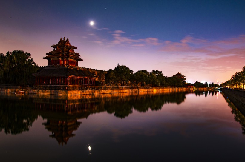 北京故宫角楼日落风景图片