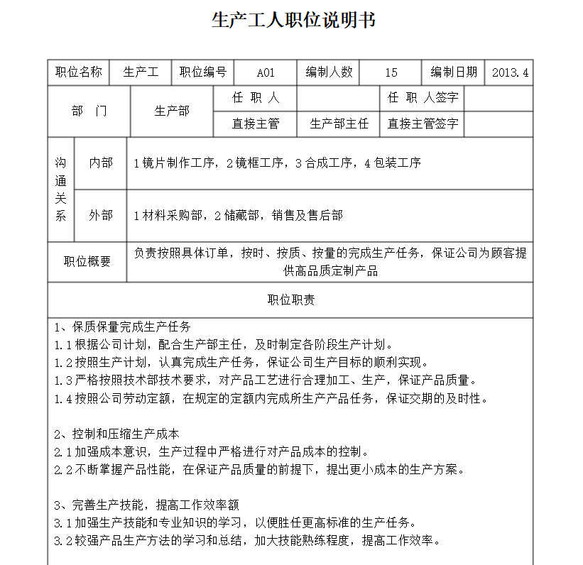 一线员工岗位职责朗朗上口,教你写出最接地气