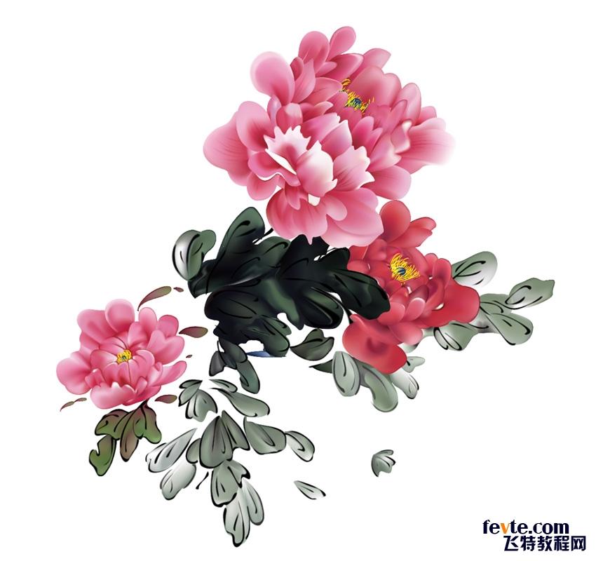 ai网格工具超强绘制国画牡丹花