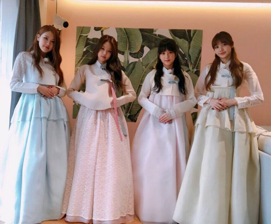 blackpink韩国女团,韩国女团照片 写真 韩国女团向你拜年,blackpink,apink穿韩服有仙气!