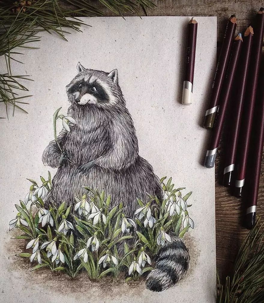 彩铅笔下的手绘插画漂亮极了陪你温暖地度过这个冬天