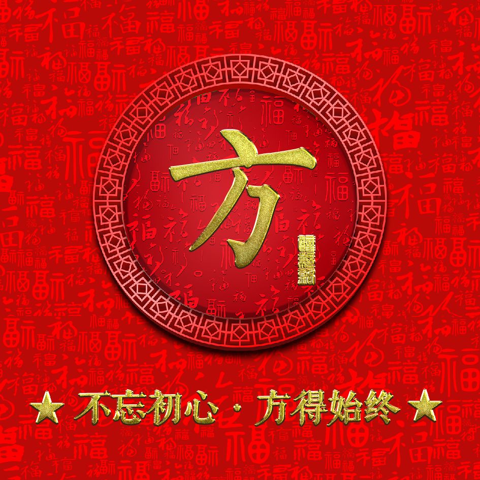 万福金安新年微信头像:烫金姓氏 红火福气背景 福气满满的一年