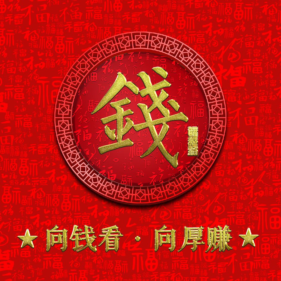 万福金安新年微信头像:烫金姓氏 红火福气背景 福气满满的一年