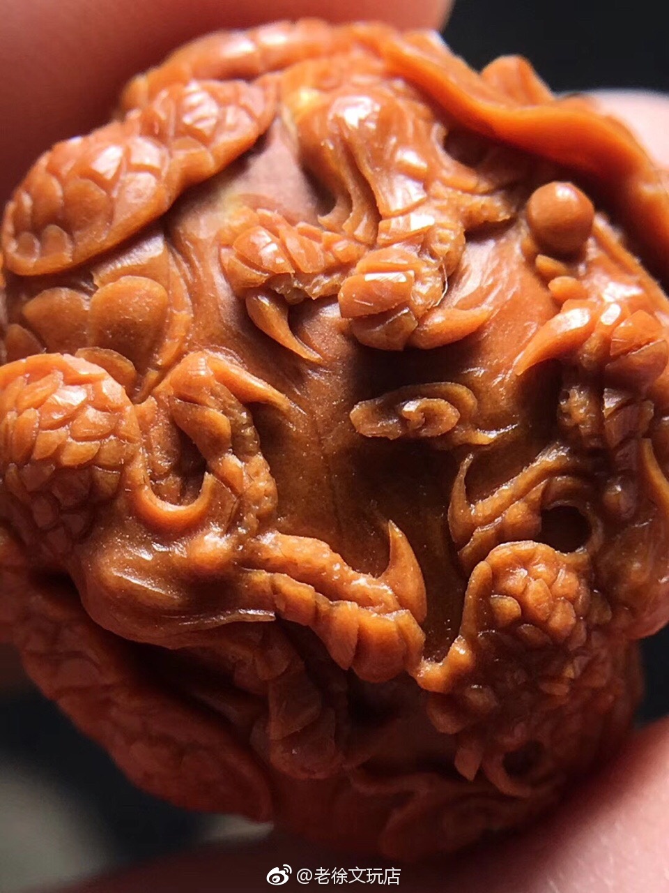 橄榄核雕:九龙戏珠 2.25×2.3 老铁核小重器 没故事 值得藏