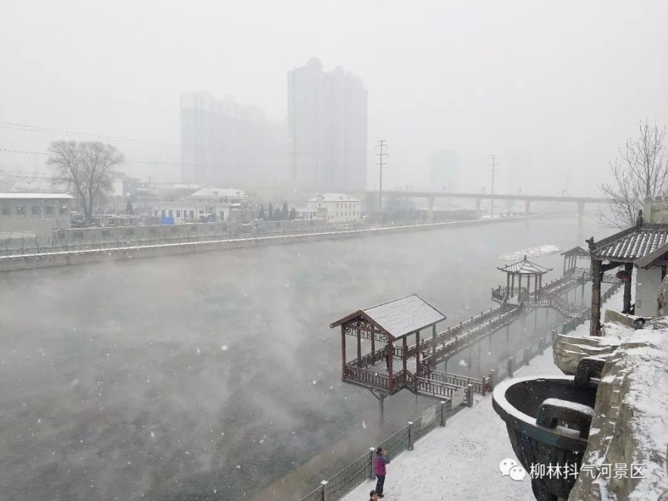 雪中抖气河,魅力柳林景