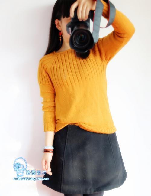 从上往下圈织女士插肩袖羊毛衫