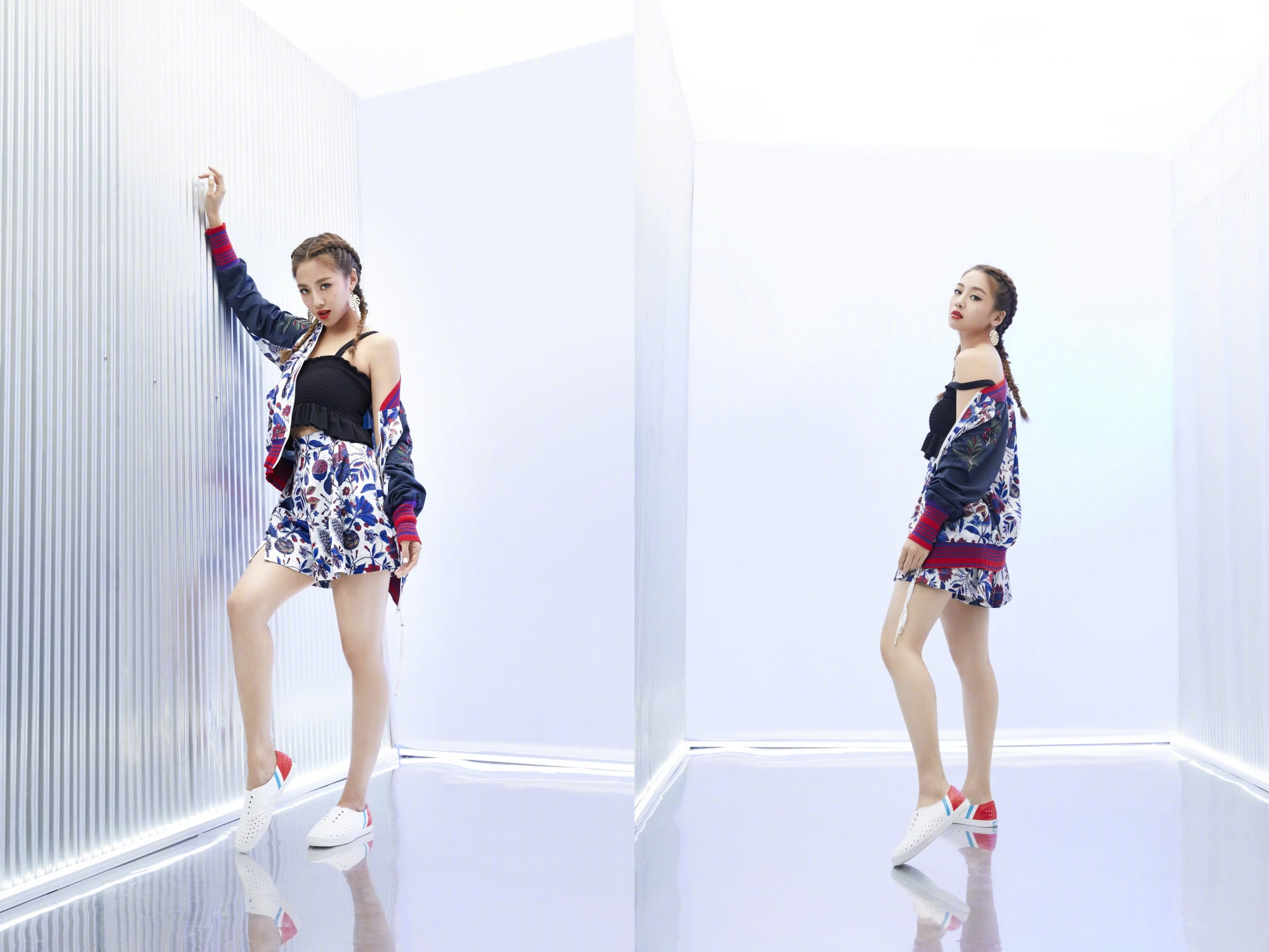 鬼鬼胆真大，粉色短发配渔网上衣