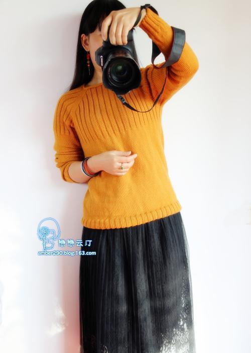 从上往下圈织女士插肩袖羊毛衫