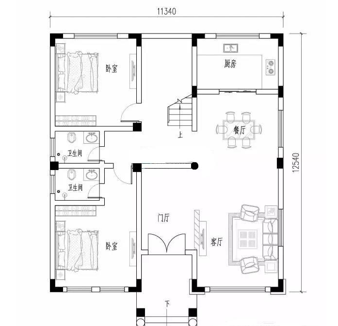 二层自建房不够住,那就盖三层,开间11米霸气外