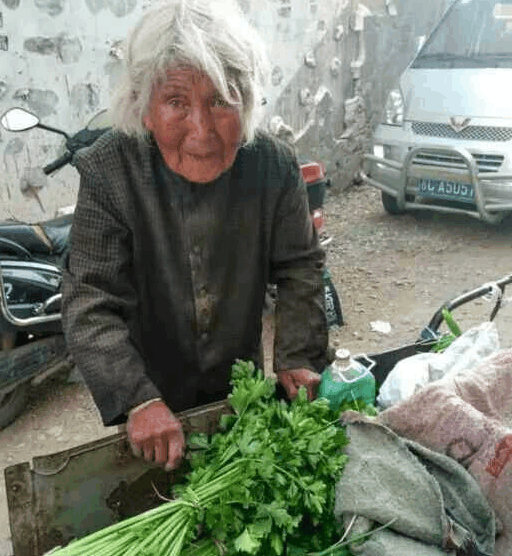 儿女外出打工, 农村留守百岁老人卖菜维持生计, 一顿四个馒头