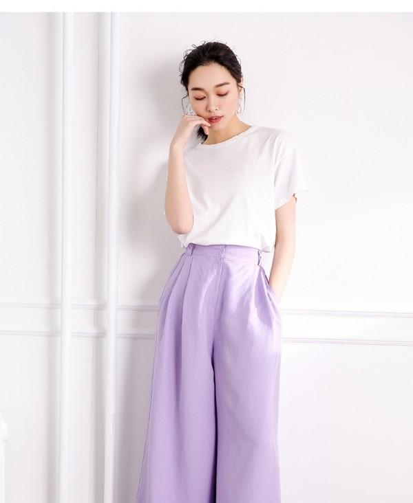 紫色阔腿裤配什么颜色的上衣 紫色裤子怎么搭