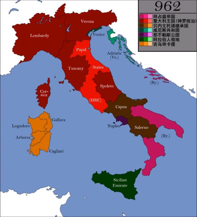 意大利遭到东法兰克王国的入侵,后来两者合并为神圣罗马帝国意大利