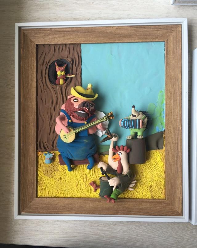 超轻粘土作品--这幅画也不知道叫什么,就是看着图就做了