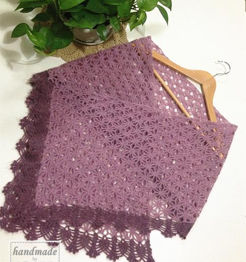梦幻紫双色女士钩针围巾披肩