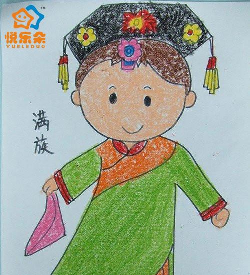 少数民族蜡笔简笔画幼儿美术从这里开始