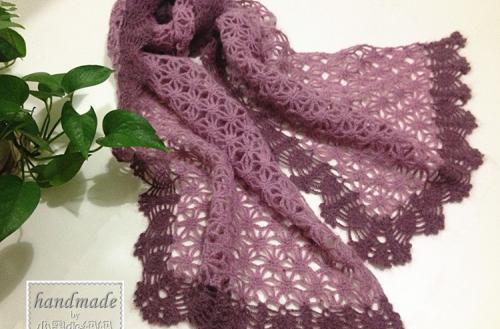梦幻紫双色女士钩针围巾披肩