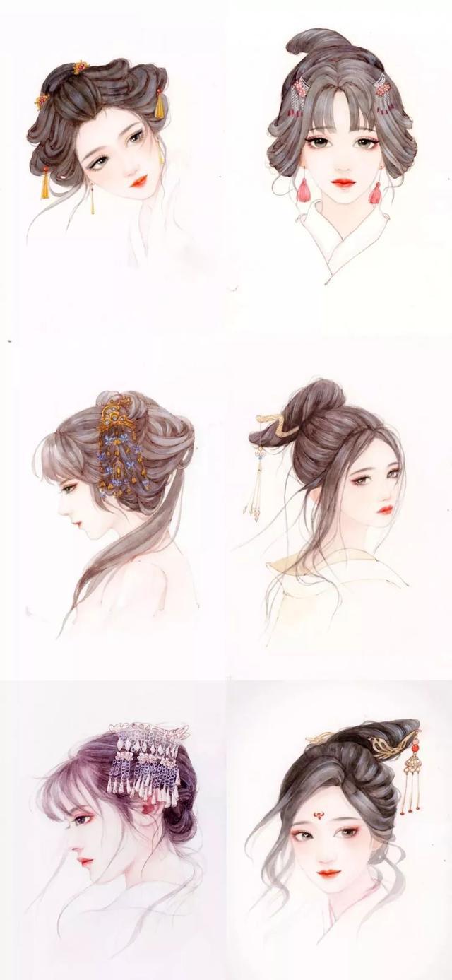 插画教程|古风发型怎么画?以及各种发型参考