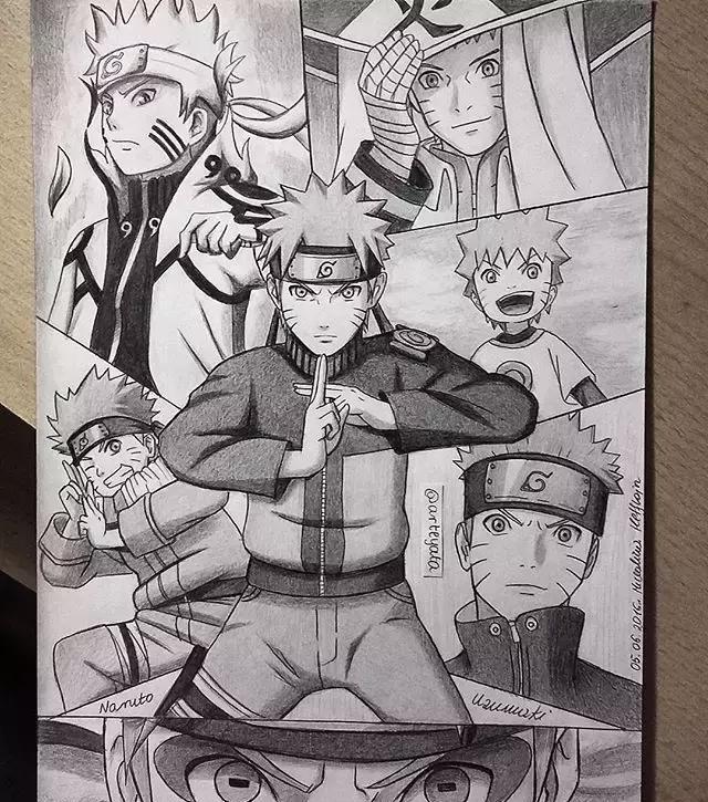 他笔下的火影忍者系列素描,帅出天际了!