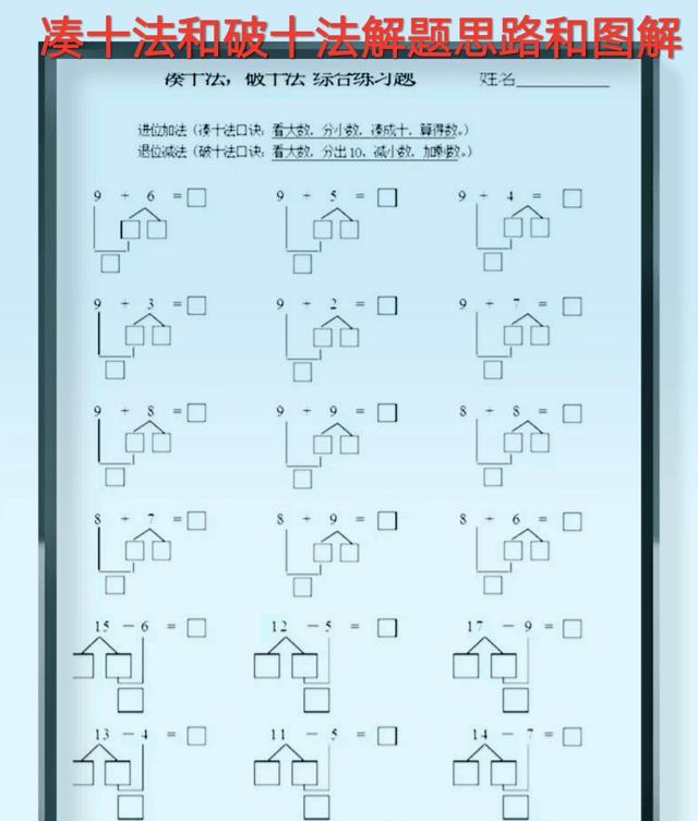 13减8的破十法图解,14减6破十法分解式图 19-8=11破十法的竖式具体解题步骤如下: (1) 被减数为19, 减速为8