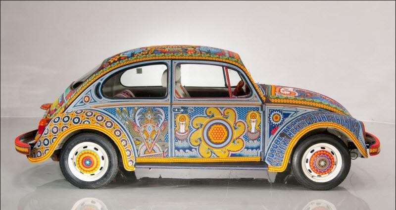 艺术家脑洞大开, 用百万彩珠装饰汽车, 众人赞不绝口