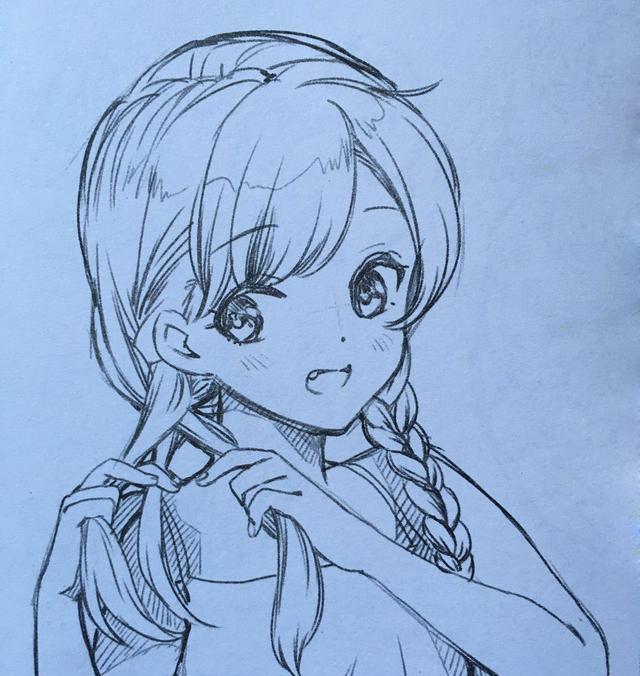 影子漫画教大家来画女生头发扎辫子的画法示范