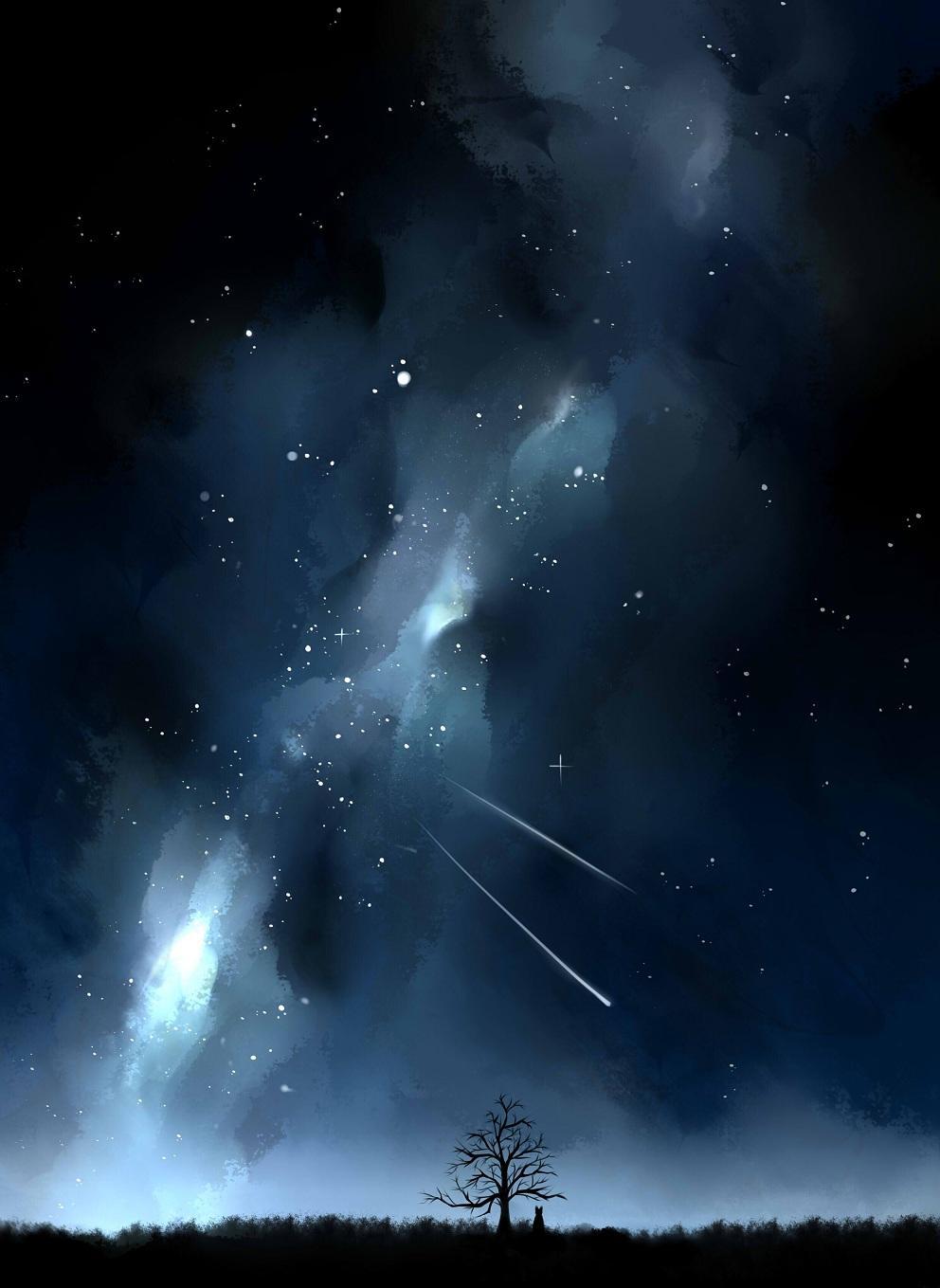 星空图片 二次元 孤独,星空图片 二次元 原创唯美二次元场景图①|夜景|星空|二次元_新浪网
