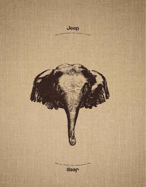 "jeep"创意动物海报 把手机倒过来看有惊喜哦