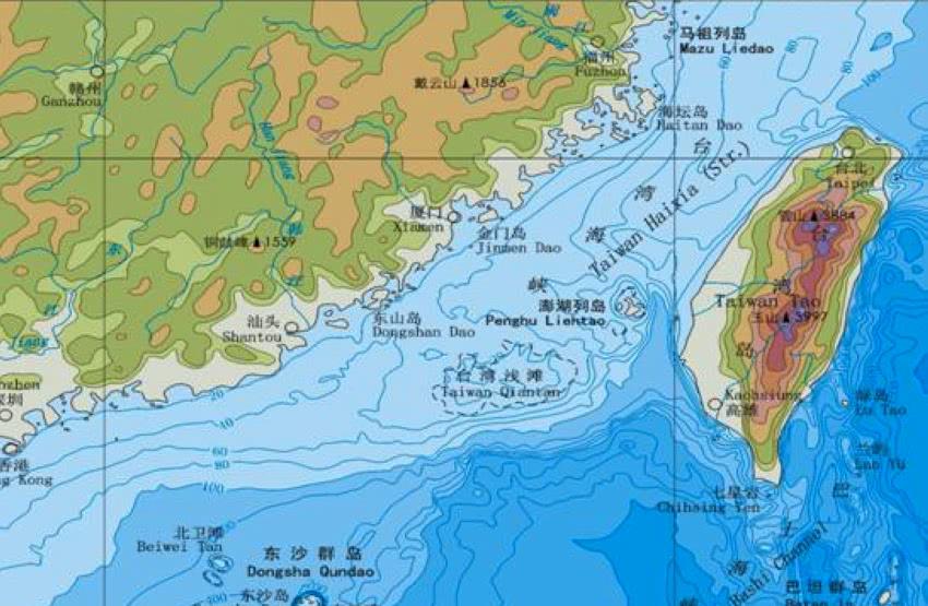 台湾海峡波涛下静卧着一块面积达8800平方公里的浅滩