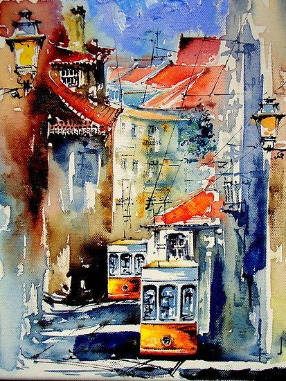来自艺术家almeida coval的城市水彩画作_新浪看点图片