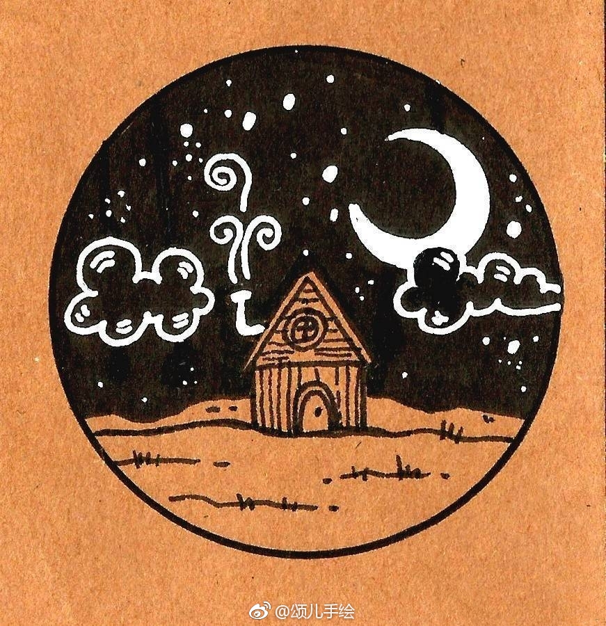 炒鸡好看简单的黑白装饰画，小小风景在心中。用针管笔和马克笔