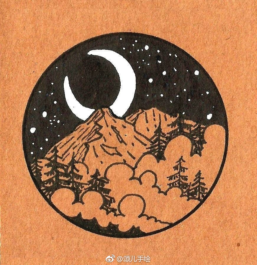 炒鸡好看简单的黑白装饰画，小小风景在心中。用针管笔和马克笔