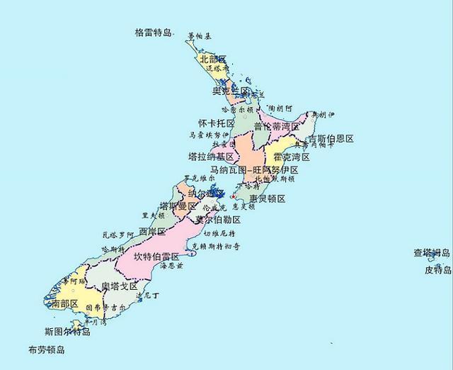 新西兰属于大洋洲,位于澳大利亚大陆东南的南太平洋海域,首都惠灵顿.