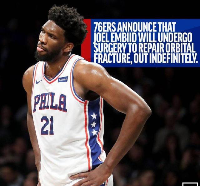 悲剧!恩比德眼眶骨折将要进行手术,富尔茨这一