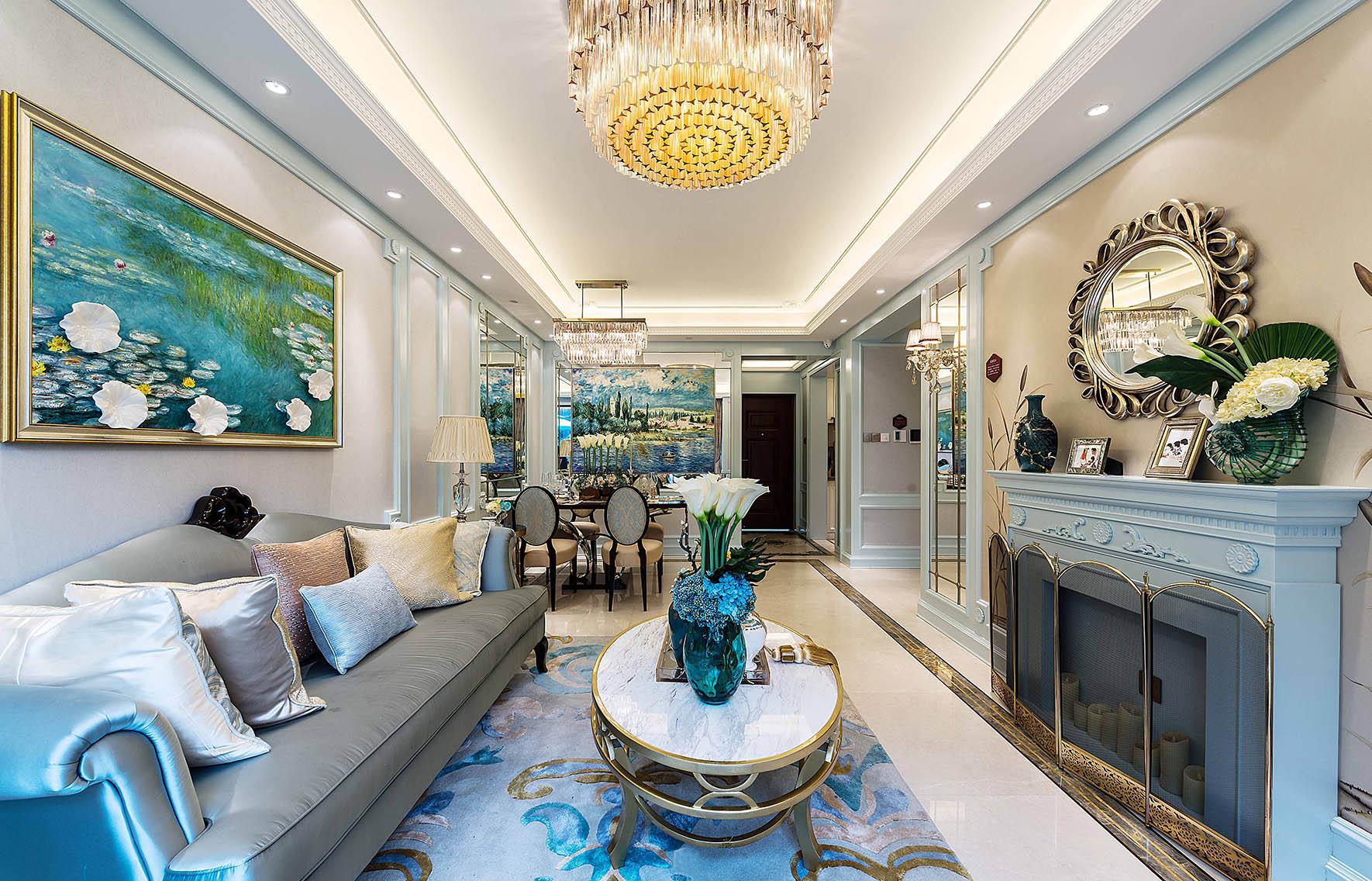 128㎡法式风格,装修花了9万,客厅特高大上!