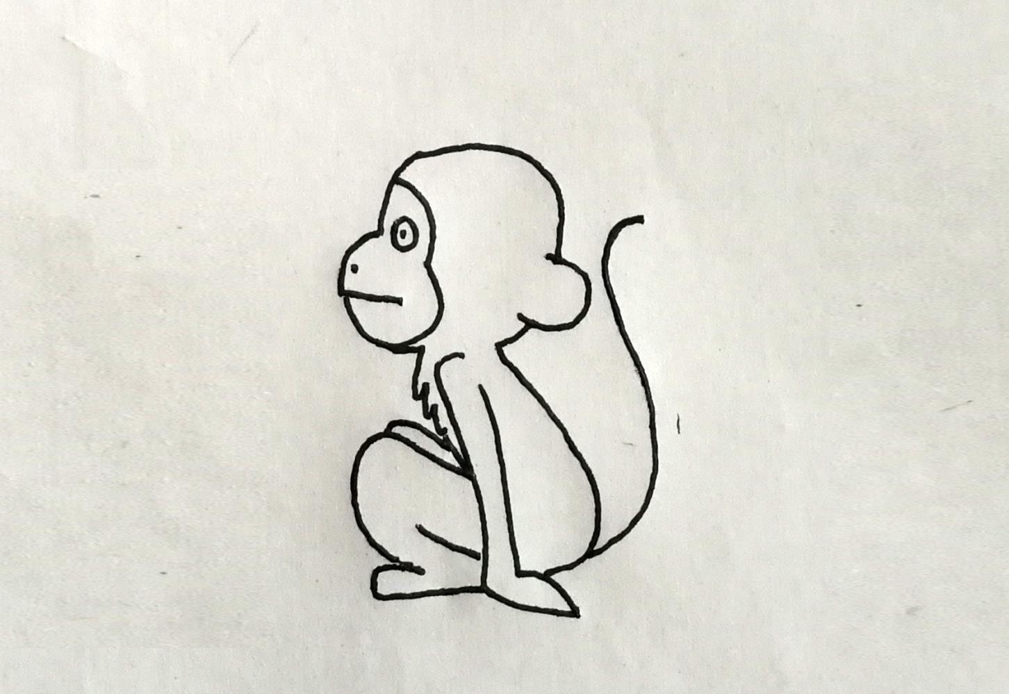简笔画—猴子, 小朋友简单3步画出小猴子