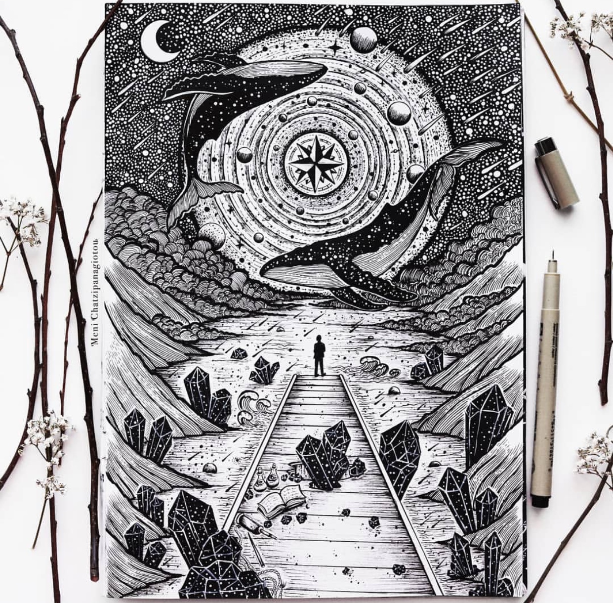 针管笔插画 | 作者 ins : menis_art